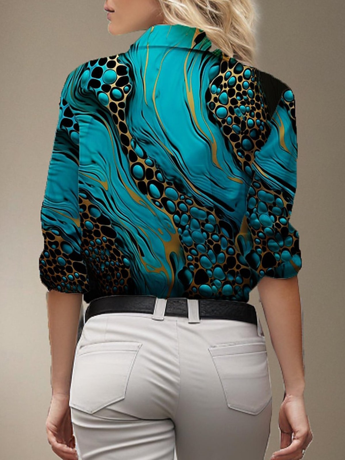 Women's Long Sleeve Shirt Spring/Fall Abstract Shirt Collar Daily Going Out Casual Top