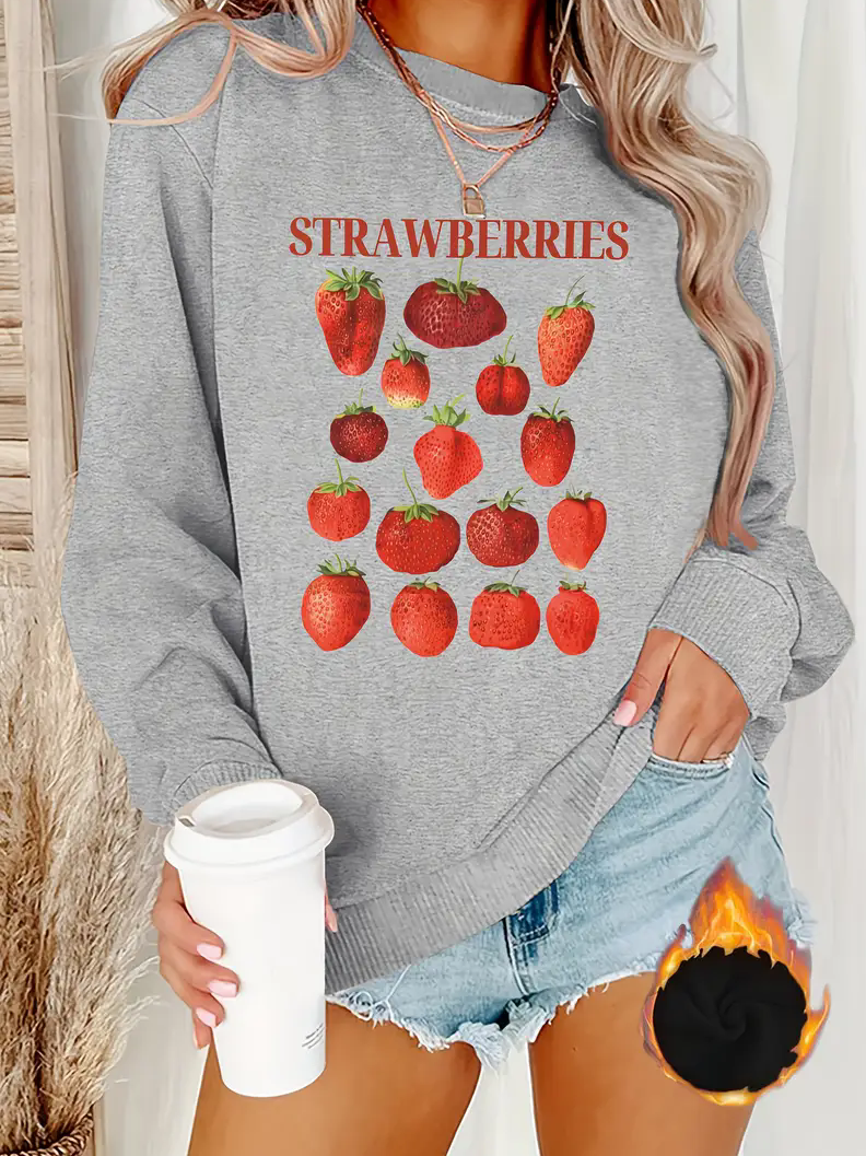 Women's Crew Neck Botanical Pattern Casual Spring/Fall Long Sleeve Sweatshirt