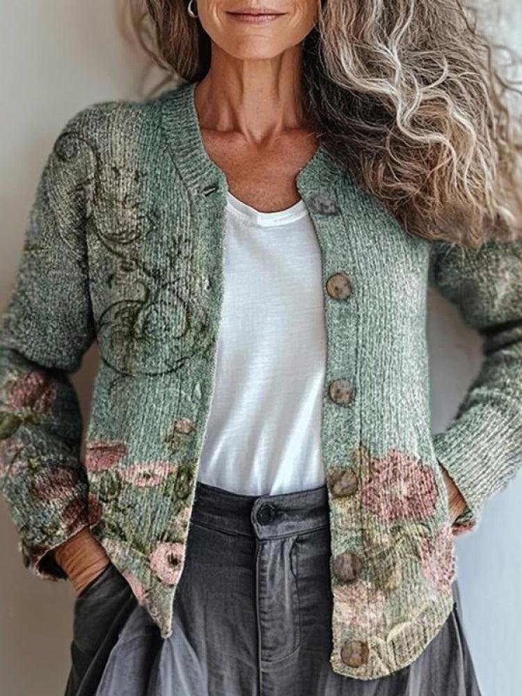 Women's Casual Spring/Fall Polka Dots Knitted Cardigan