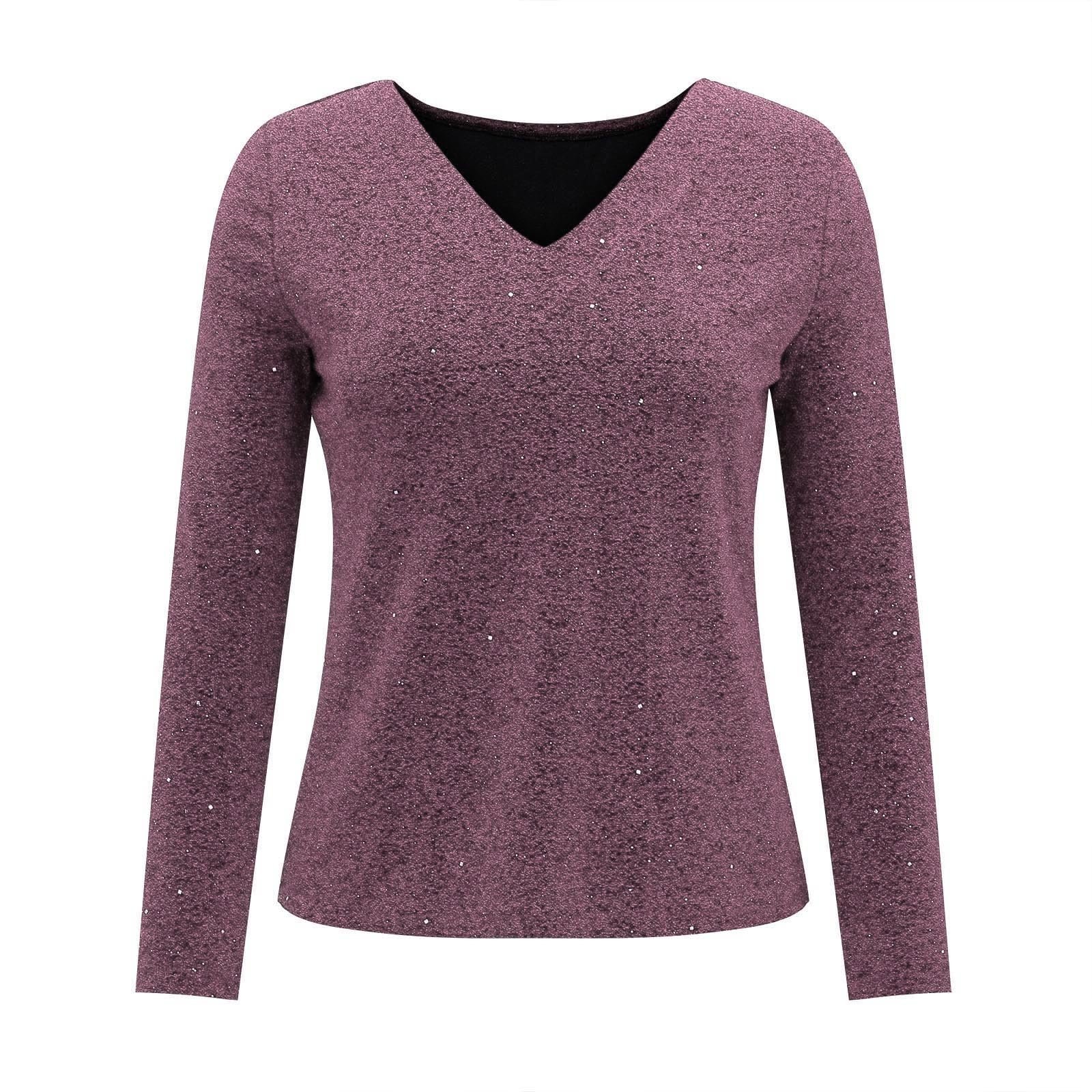 Women's Long Sleeve Tee T-shirt Spring/Fall Plain V Neck Daily Going Out Casual Top