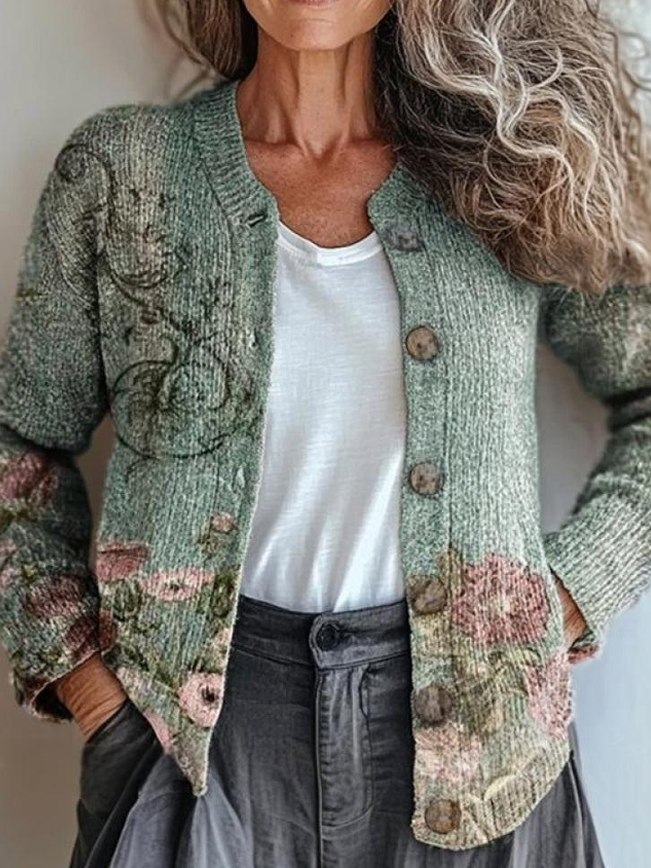 Women's Casual Spring/Fall Polka Dots Knitted Cardigan