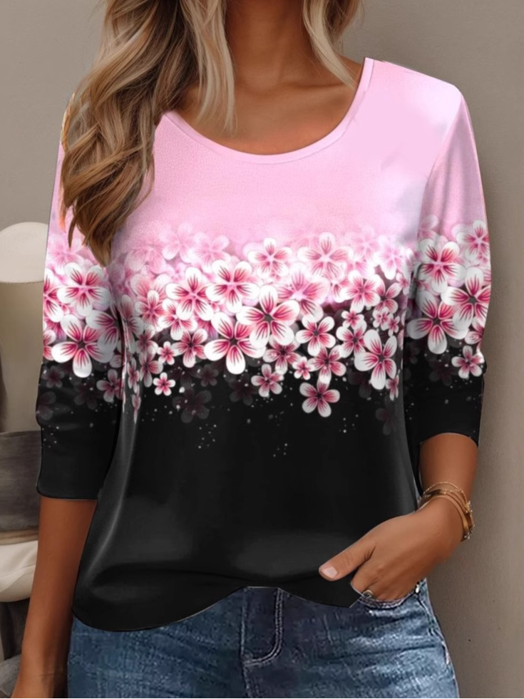 Women's Long Sleeve Tee T-shirt Spring/Fall Floral Jersey Crew Neck Daily Going Out Casual Top