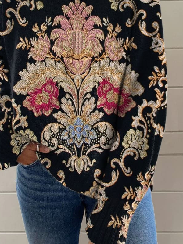 Women's Turtleneck Floral Casual Spring/Fall Long Sleeve Sweatshirt