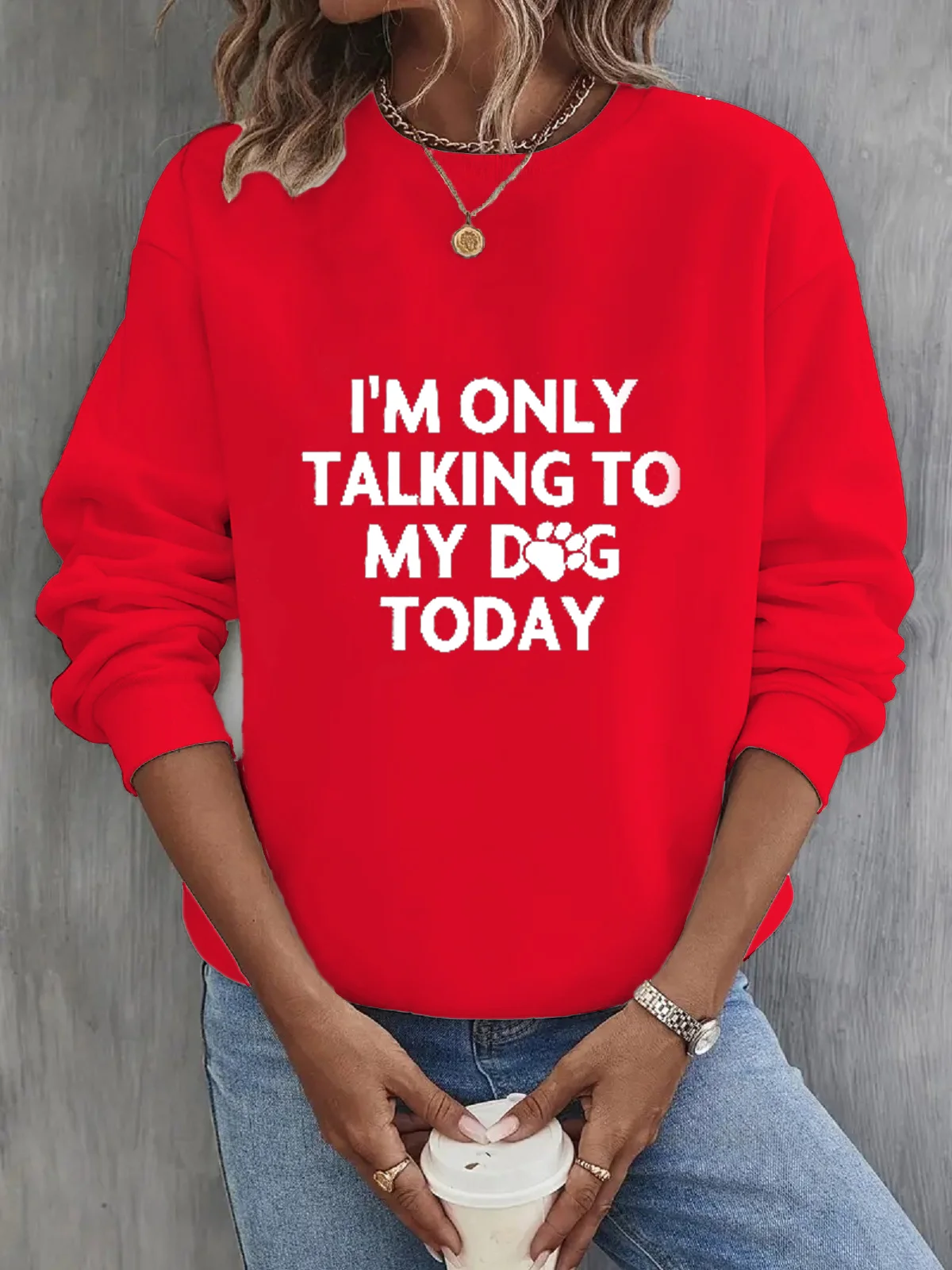 Women's Crew Neck Text Letters Casual Spring/Fall Long Sleeve Sweatshirt