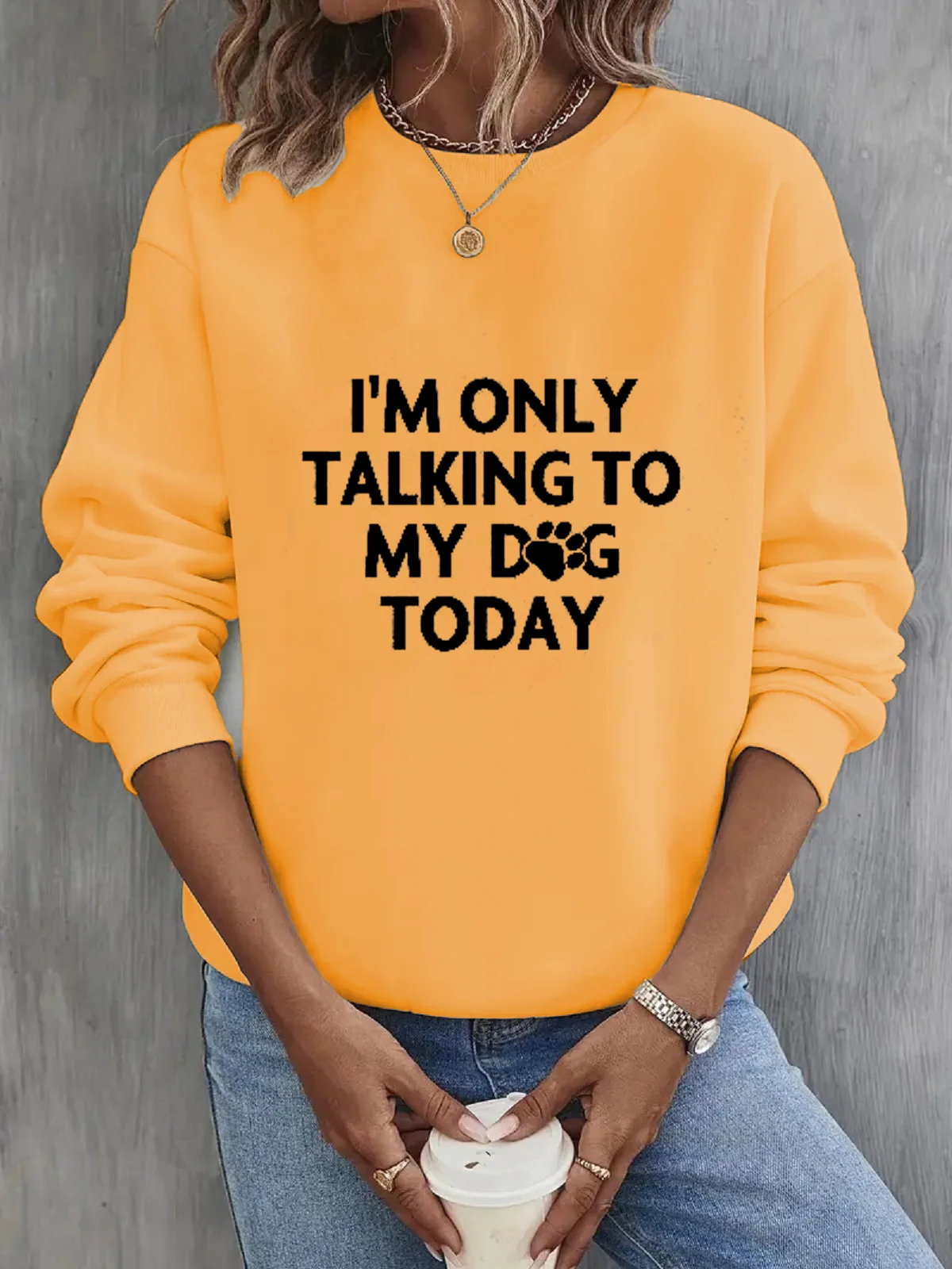 Women's Crew Neck Text Letters Casual Spring/Fall Long Sleeve Sweatshirt