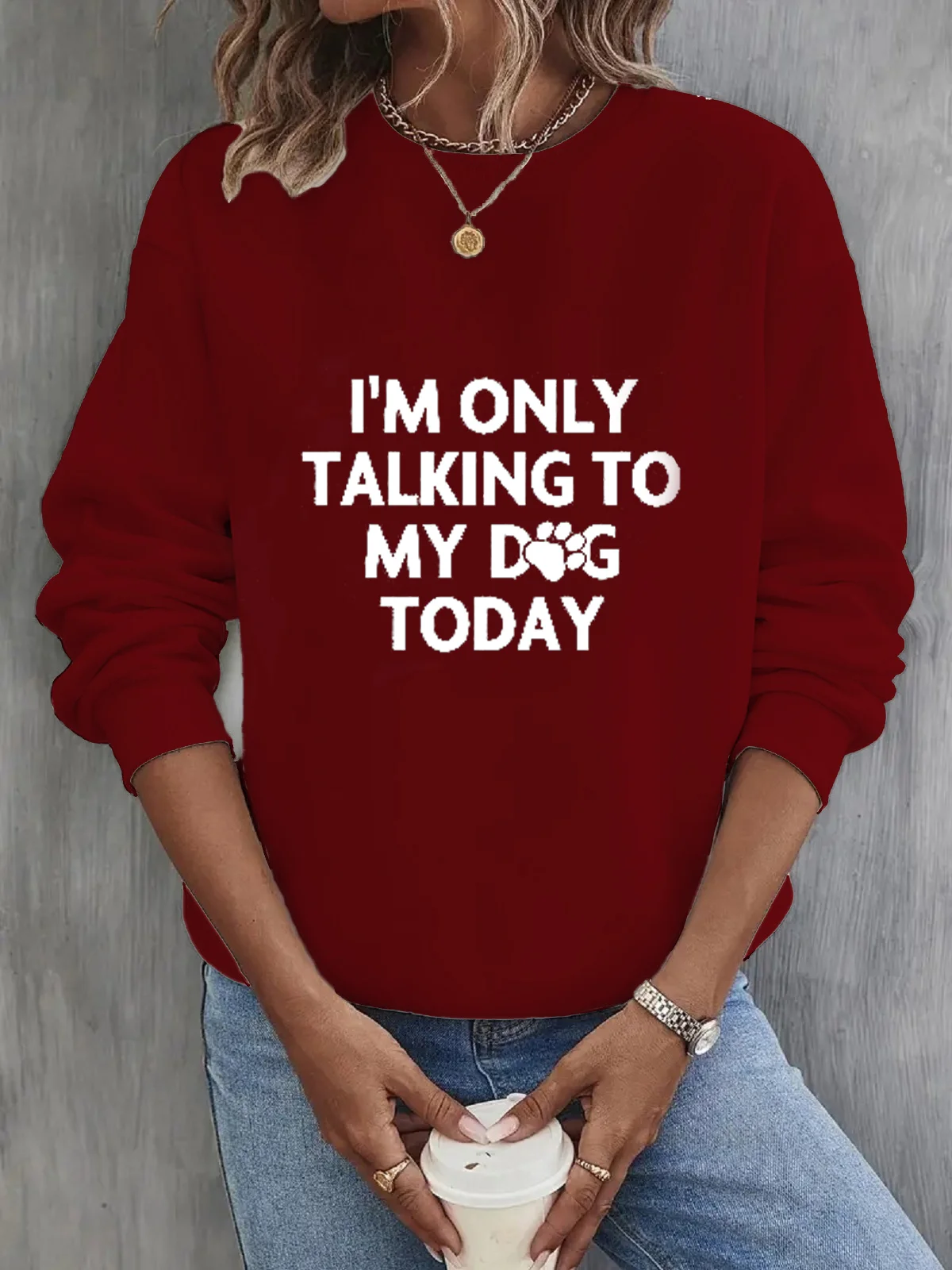 Women's Crew Neck Text Letters Casual Spring/Fall Long Sleeve Sweatshirt