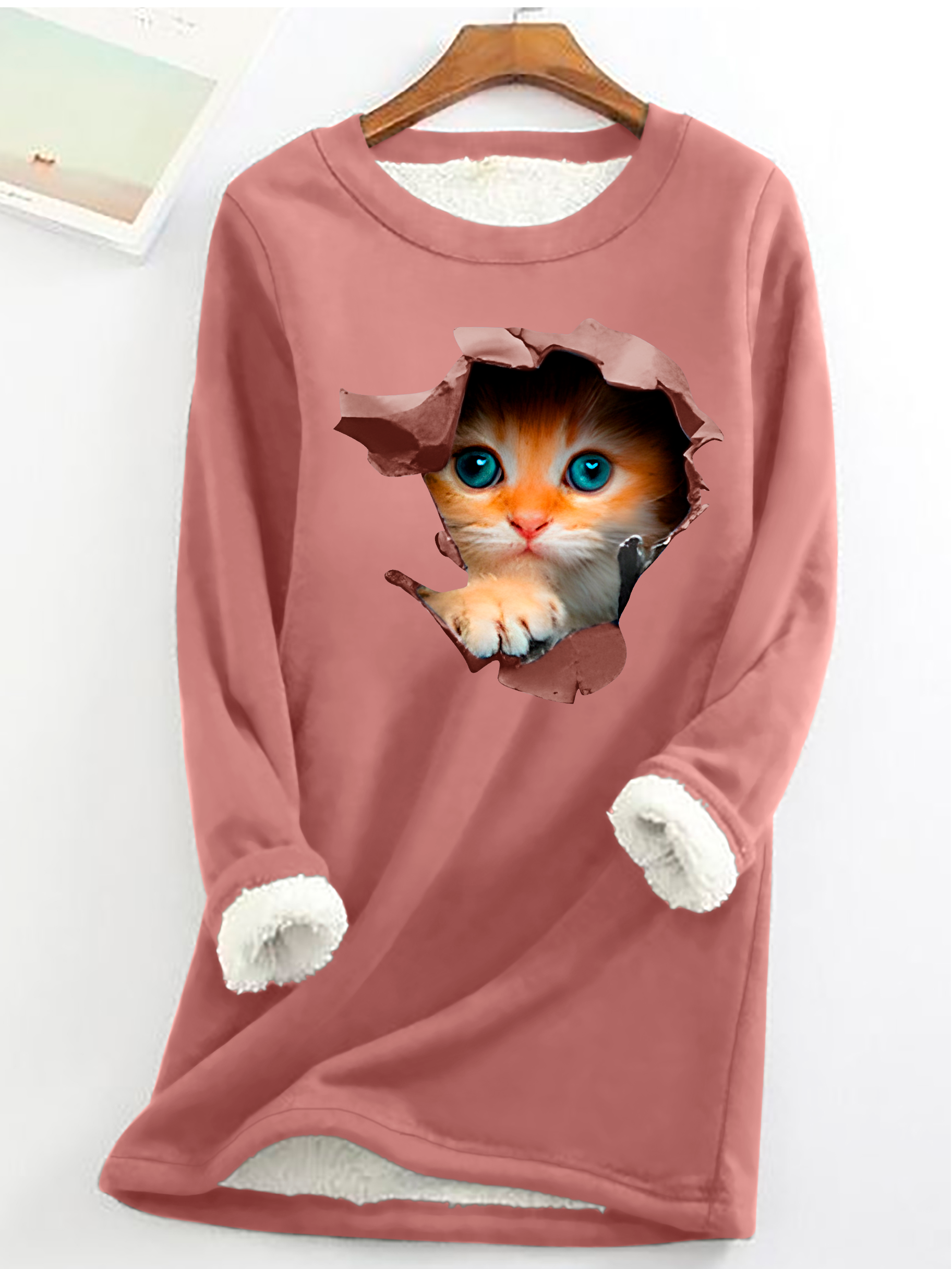 Women's Crew Neck Cat Casual Spring/Fall Long Sleeve Sweatshirt