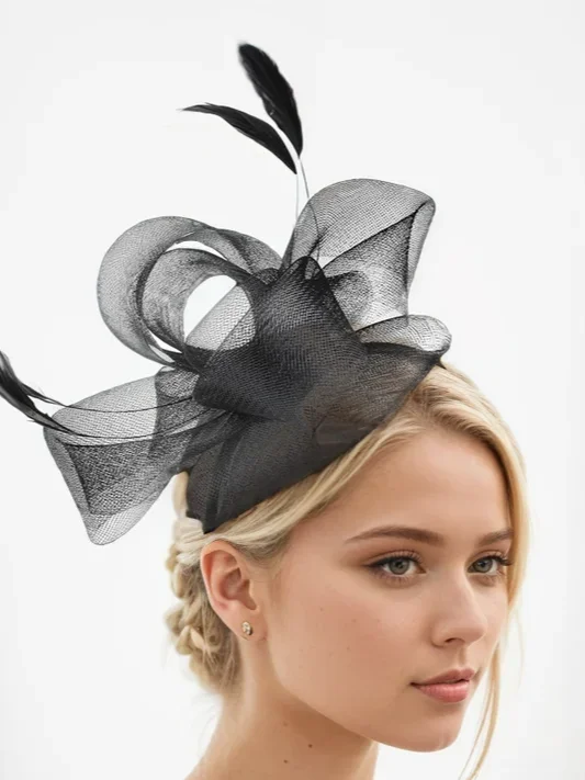 Women's Elegant Feather Mesh Headdress Hat