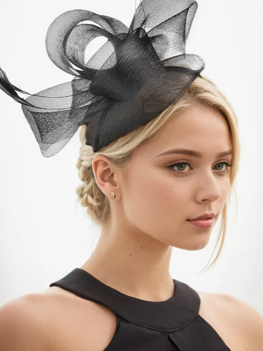 Women's Elegant Feather Mesh Headdress Hat