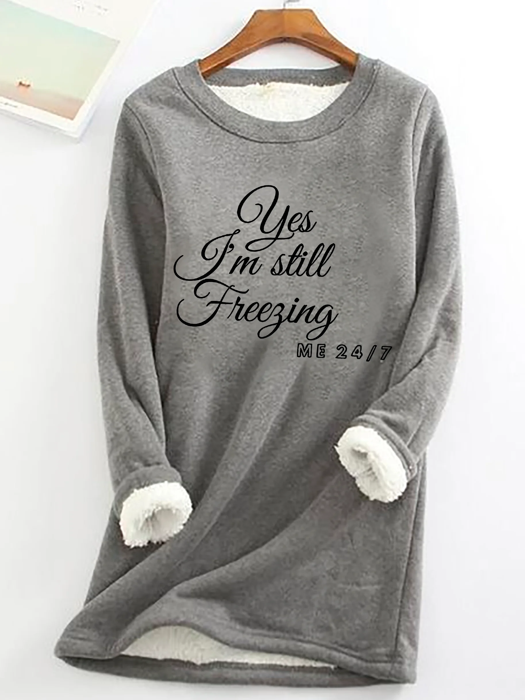 Women's Crew Neck Text Letters Casual Spring/Fall Long Sleeve Sweatshirt