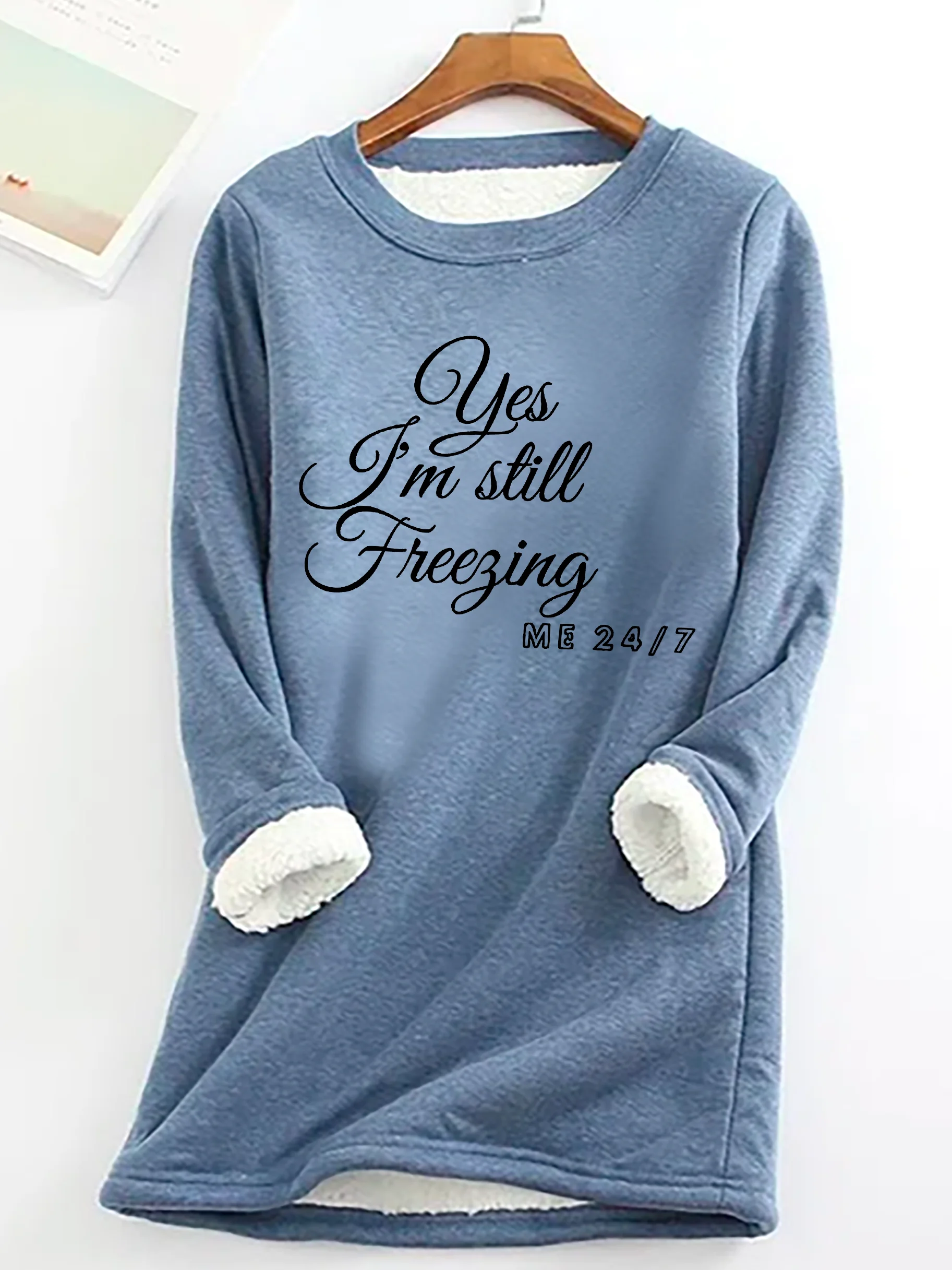 Women's Crew Neck Text Letters Casual Spring/Fall Long Sleeve Sweatshirt