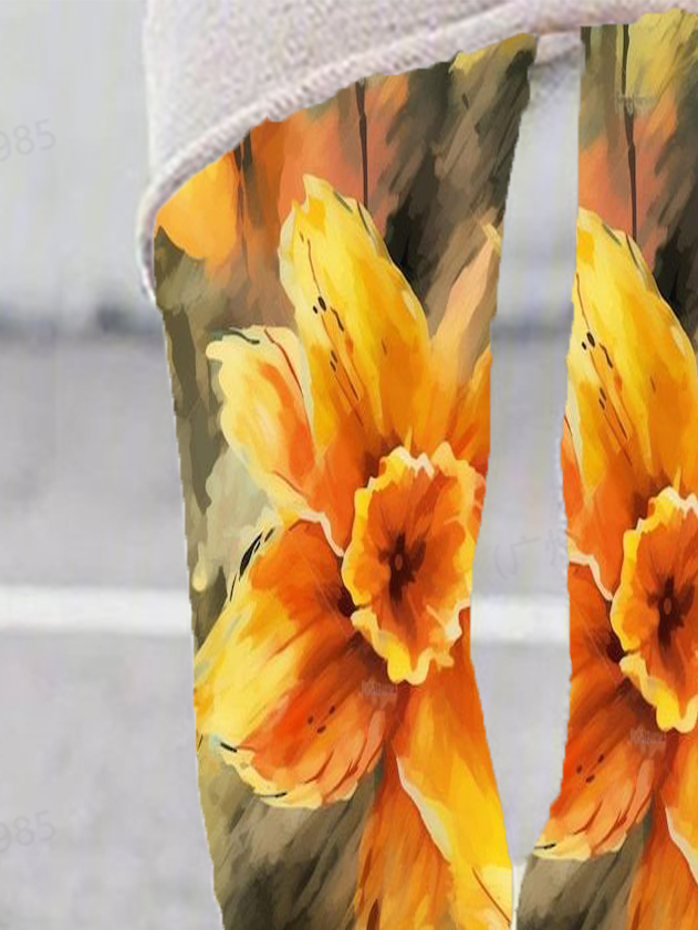 Women's Casual Floral Jersey All Season Long Leggings