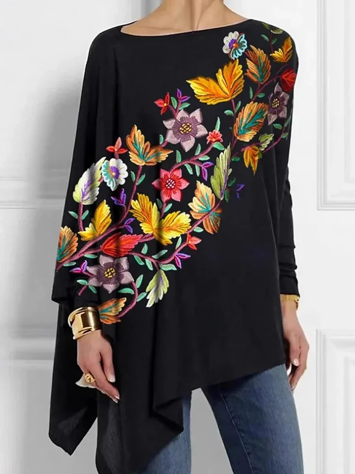 Women's Long Sleeve Blouse Spring/Fall Floral Jersey Crew Neck Daily Going Out Casual Top