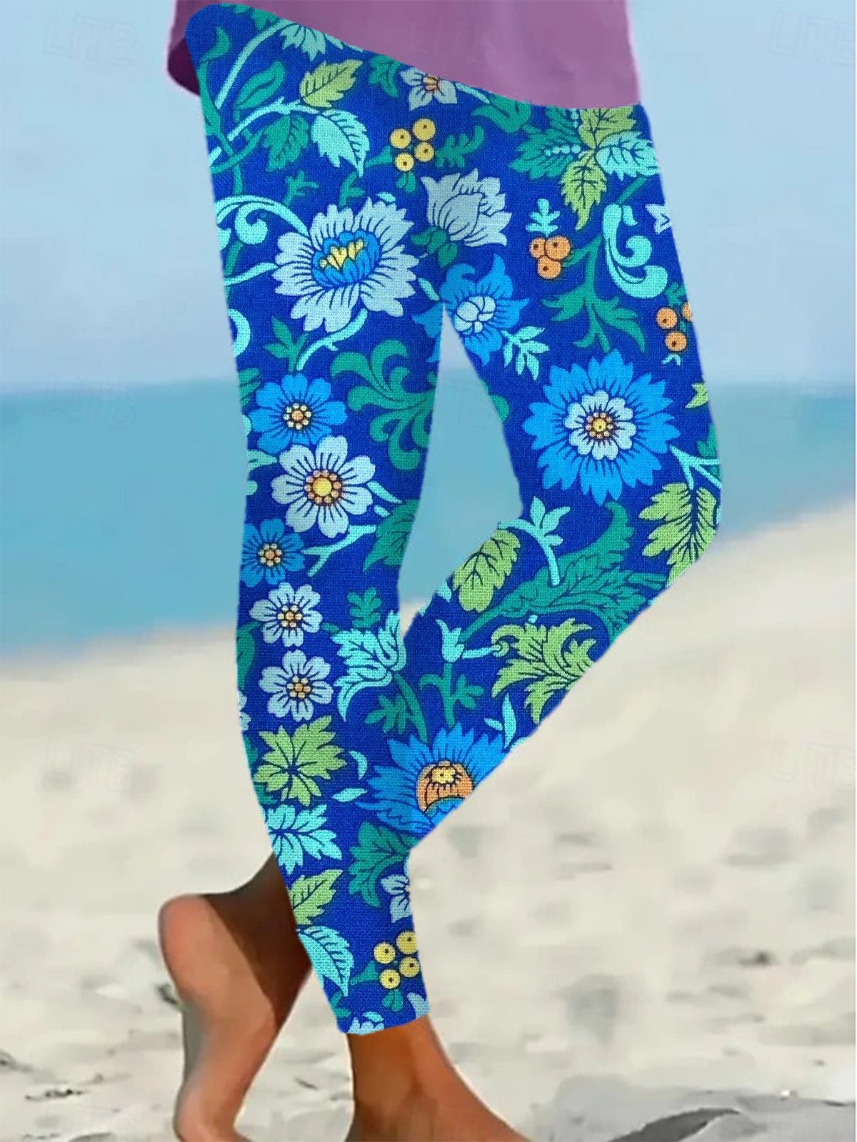 Women's Casual Floral Jersey All Season Long Leggings