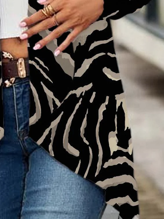 Women's Spring/Fall Outerwear Casual Zebra Jersey Shawl Jacket