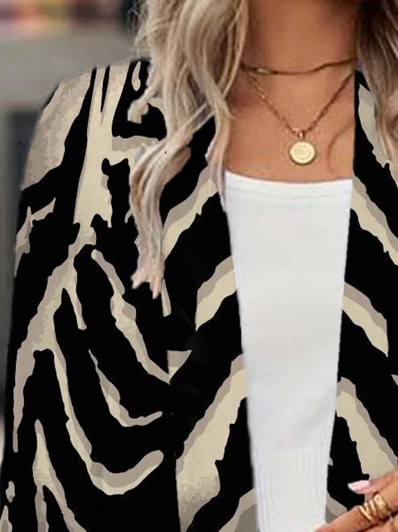 Women's Spring/Fall Outerwear Casual Zebra Jersey Shawl Jacket