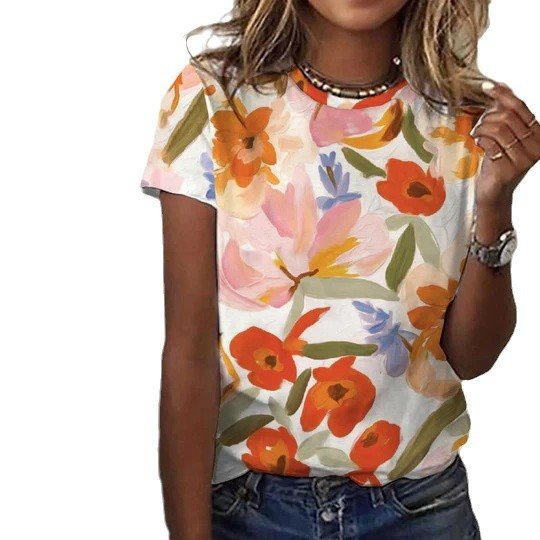 Women's Short Sleeve Tee T-shirt Summer Floral Jersey Crew Neck Daily Going Out Casual Top