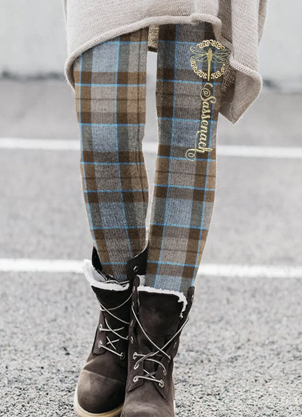 Women's Vintage Plaid Cotton All Season Long Leggings