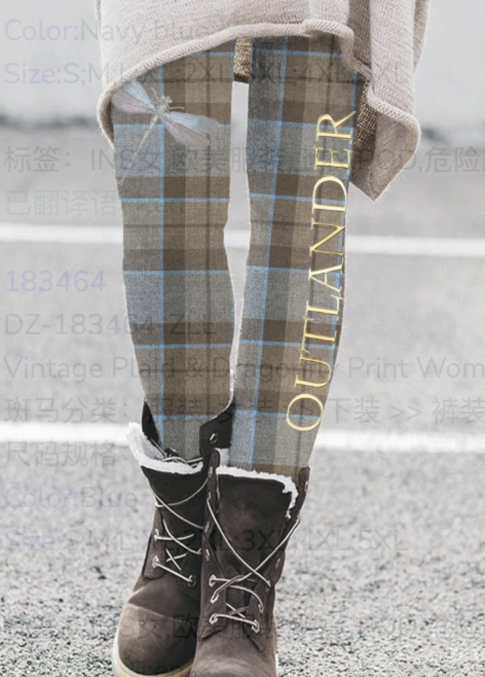 Women's Vintage Plaid Cotton All Season Long Leggings