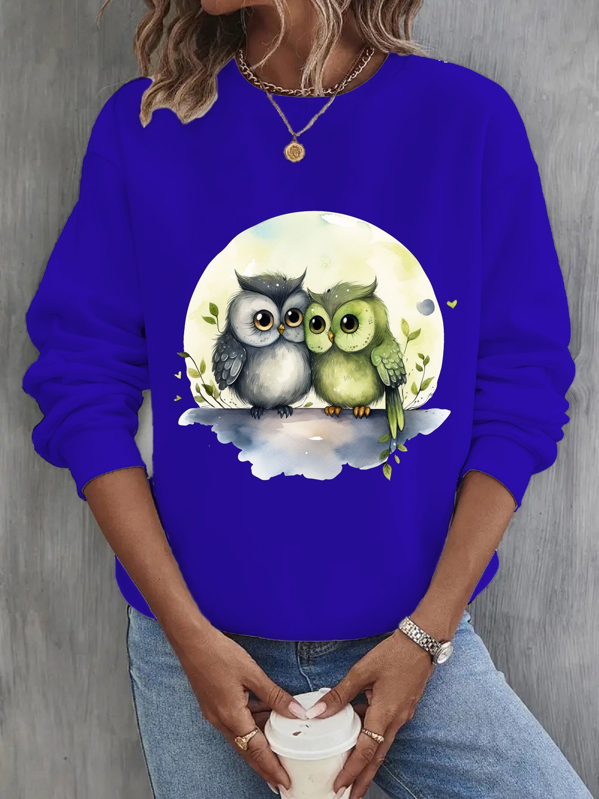 Women's Crew Neck Bird Casual Spring/Fall Long Sleeve Sweatshirt