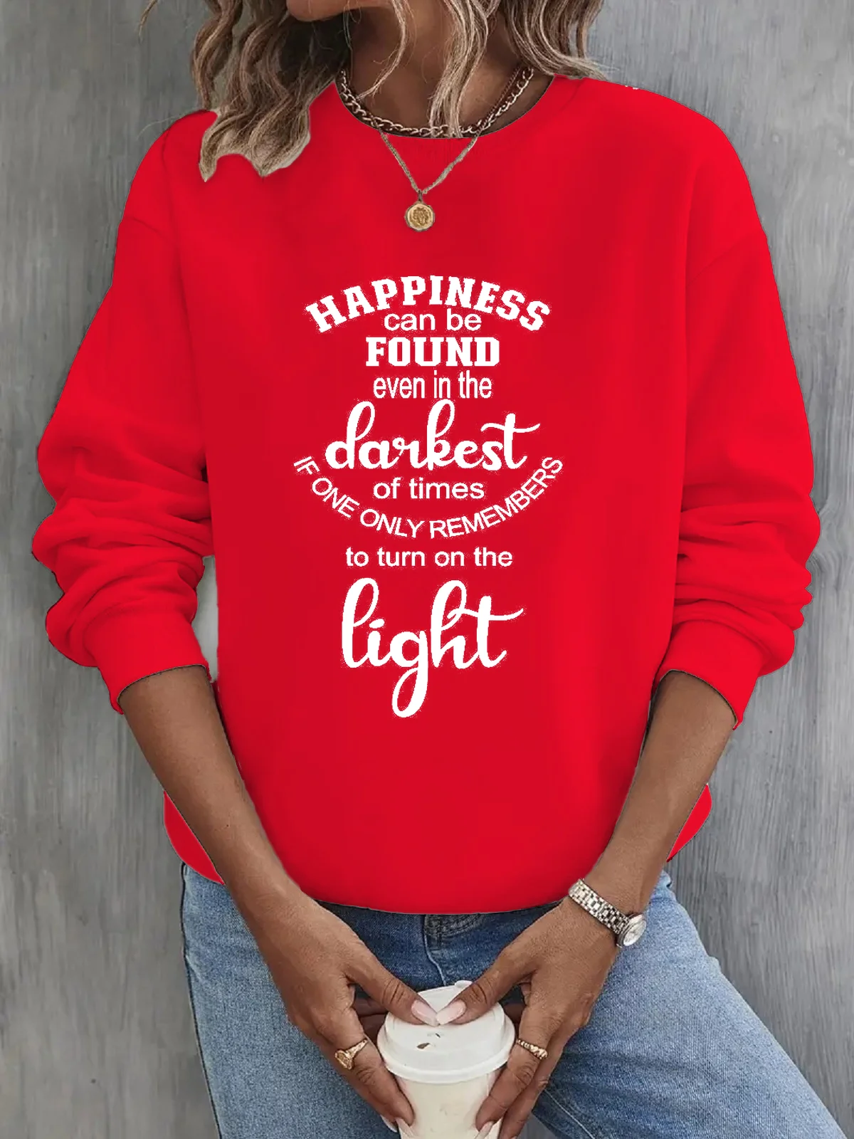 Women's Crew Neck Text Letters Casual Spring/Fall Long Sleeve Sweatshirt