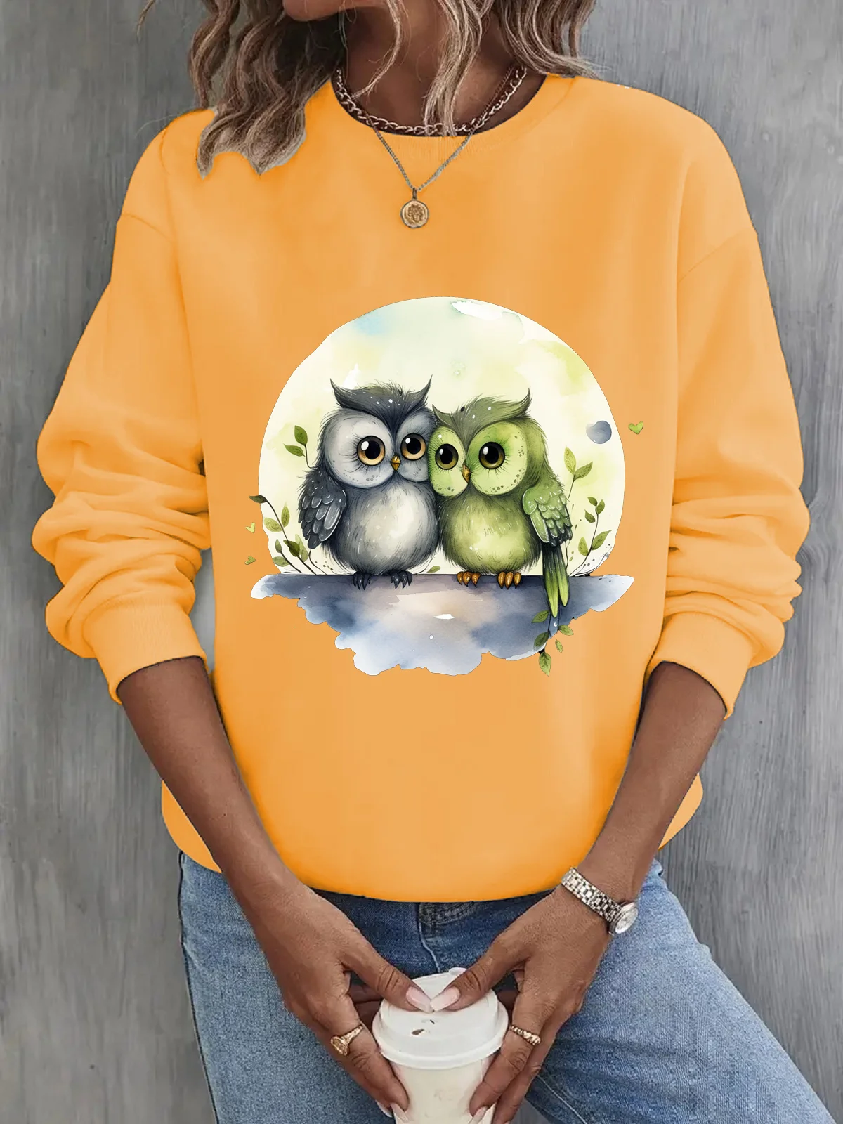 Women's Crew Neck Bird Casual Spring/Fall Long Sleeve Sweatshirt