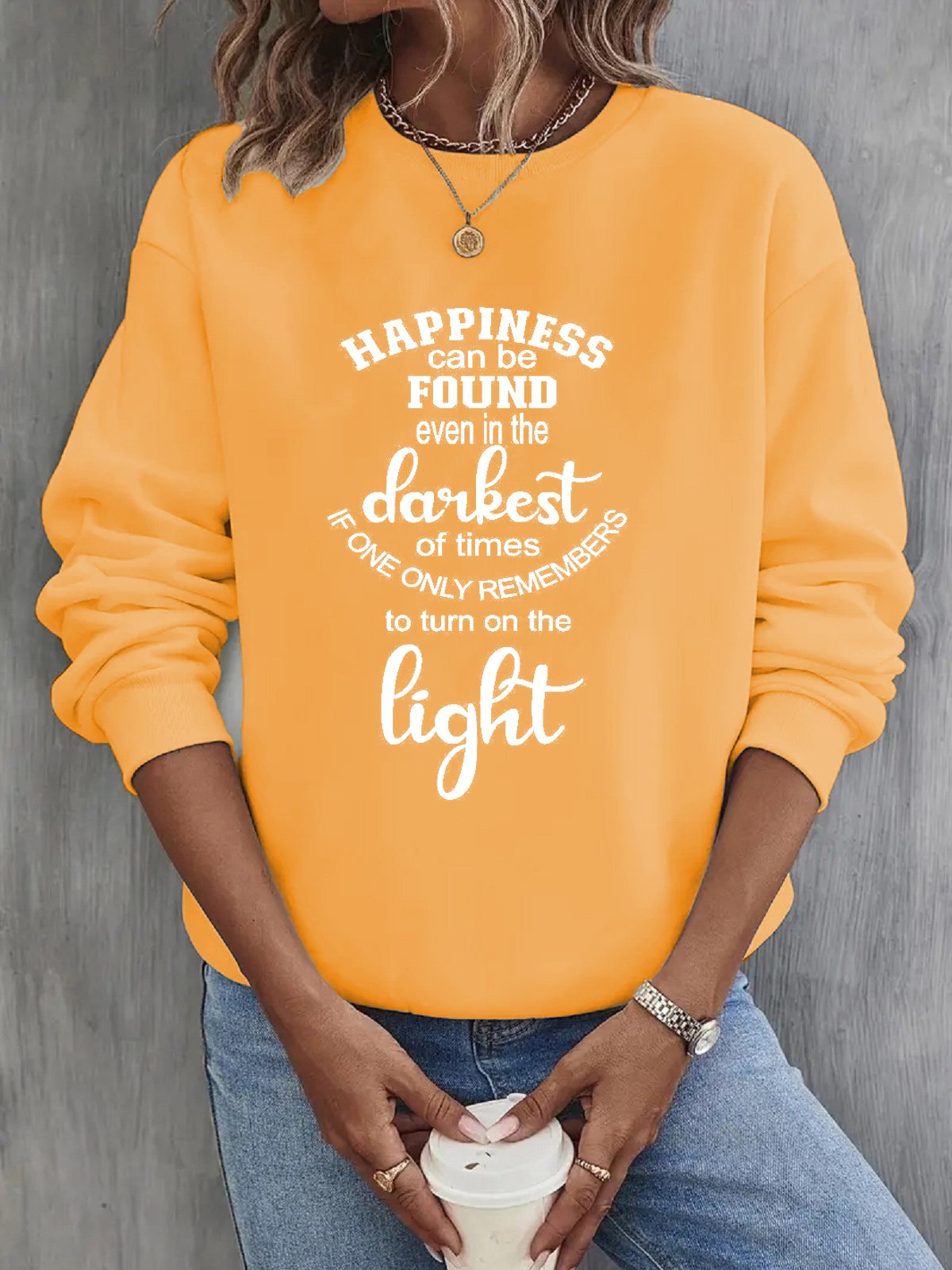 Women's Crew Neck Text Letters Casual Spring/Fall Long Sleeve Sweatshirt