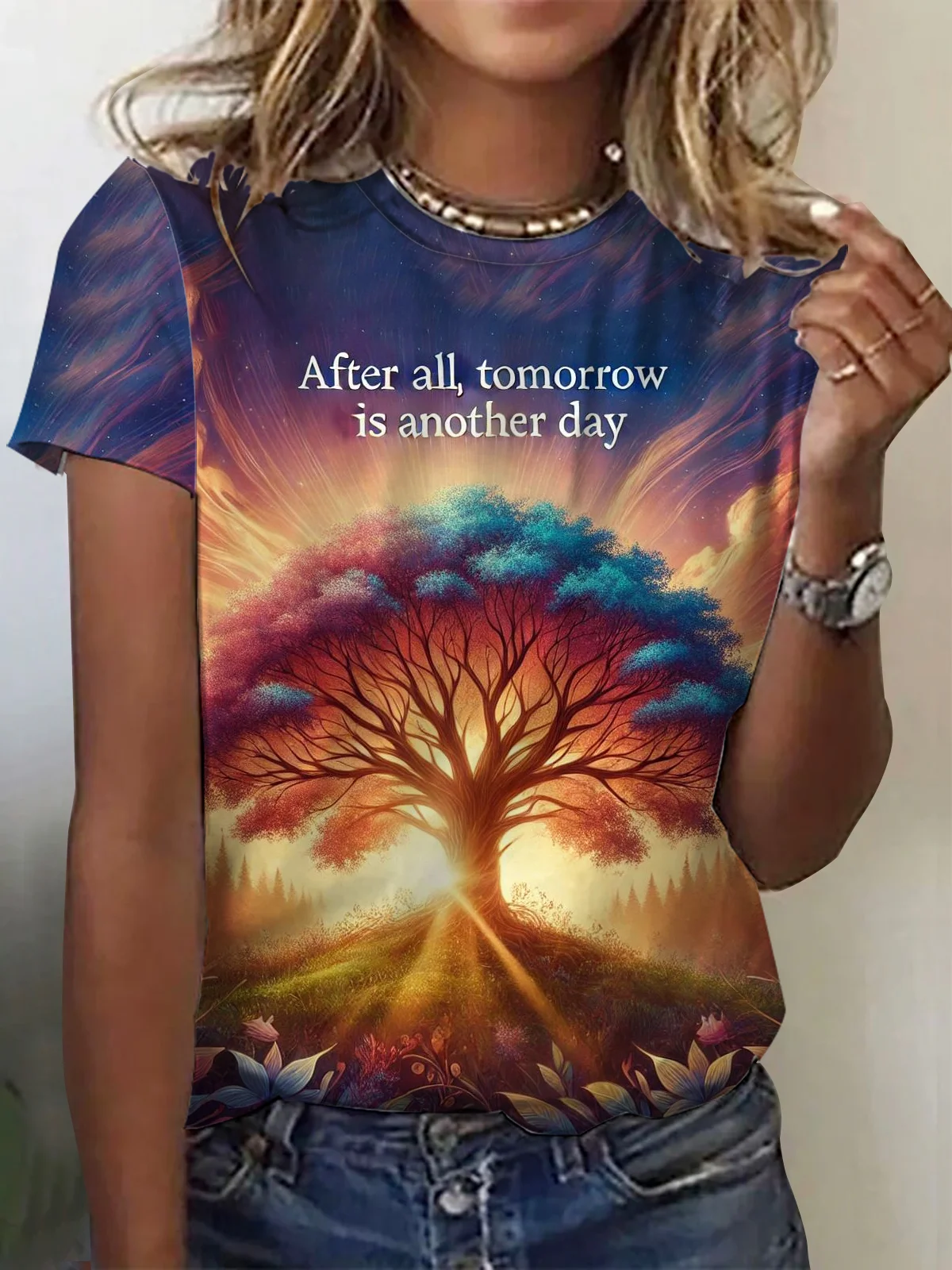 Women's Short Sleeve Tee T-shirt Summer Botanical Pattern Jersey Crew Neck Daily Going Out Casual Top