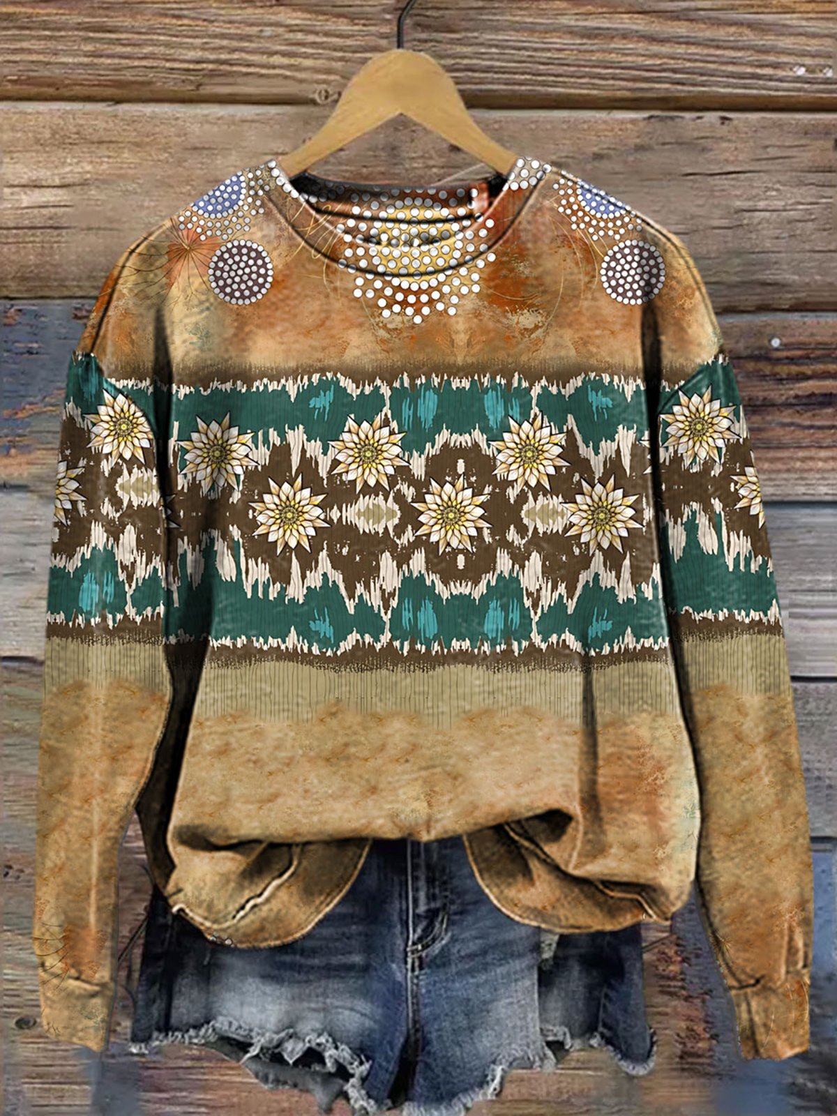 Women's Crew Neck Floral Casual Spring/Fall Long Sleeve Sweatshirt