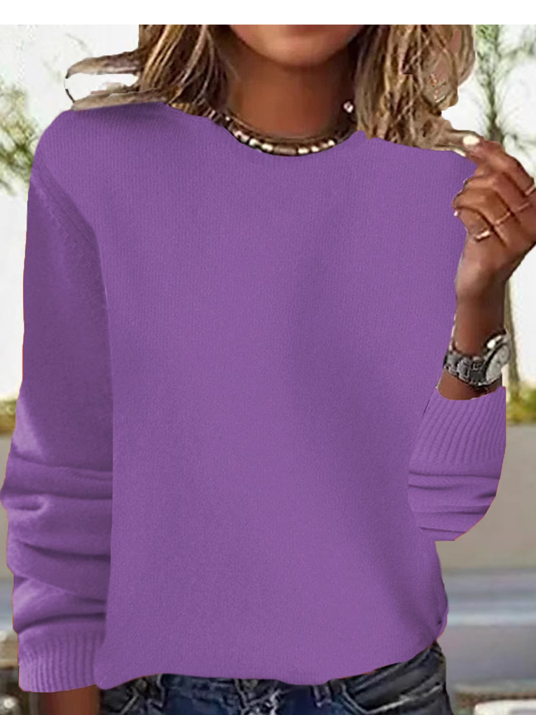 Women's Lace Spring/Fall Plain Casual Long Sleeve Yarn/Wool Yarn Sweater