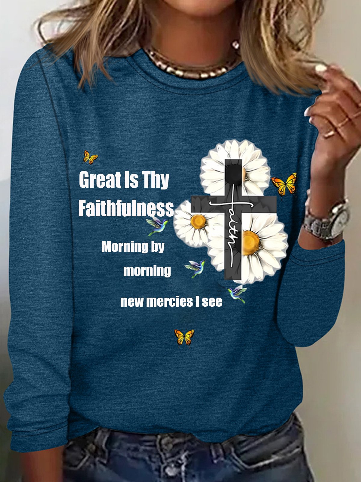 Women's Long Sleeve Tee T-shirt Spring/Fall Text Letters Jersey Crew Neck Daily Going Out Casual Top