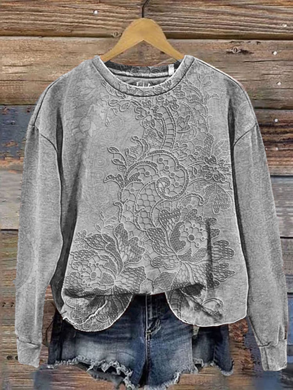 Women's Crew Neck Floral Casual Spring/Fall Long Sleeve Sweatshirt