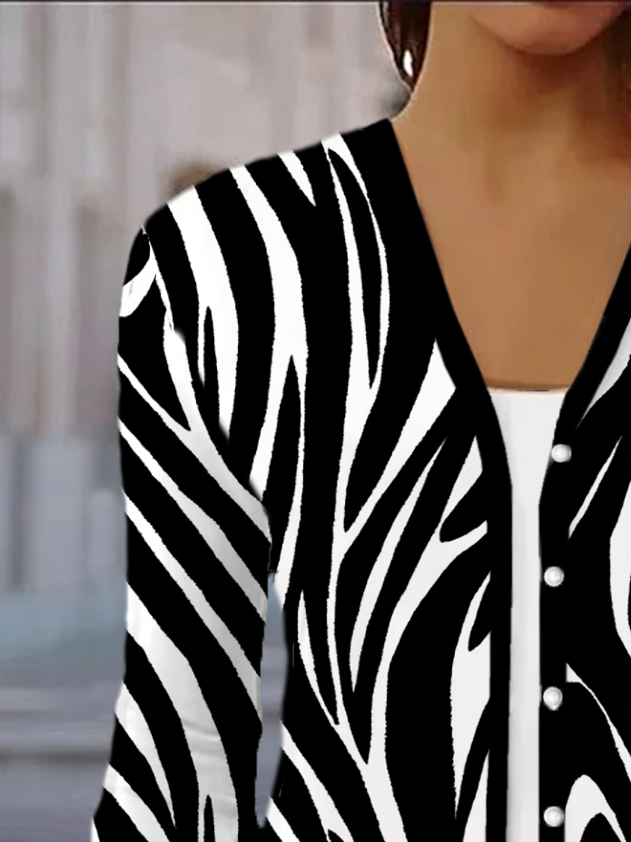 Women's Spring/Fall Outerwear Casual Zebra Jersey Shawl Jacket