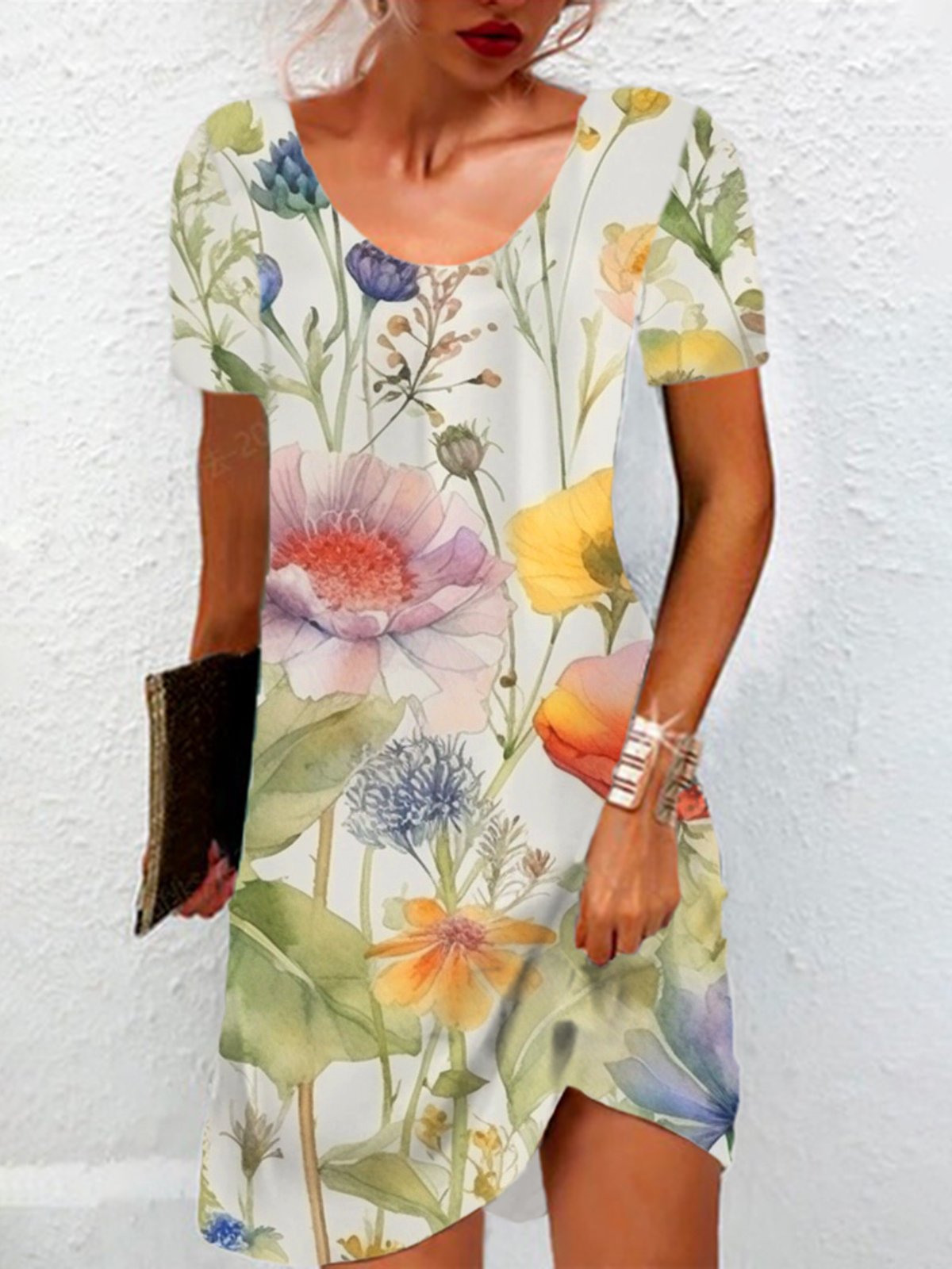 Women's Floral Mini Summer Spring Short Sleeve Dress