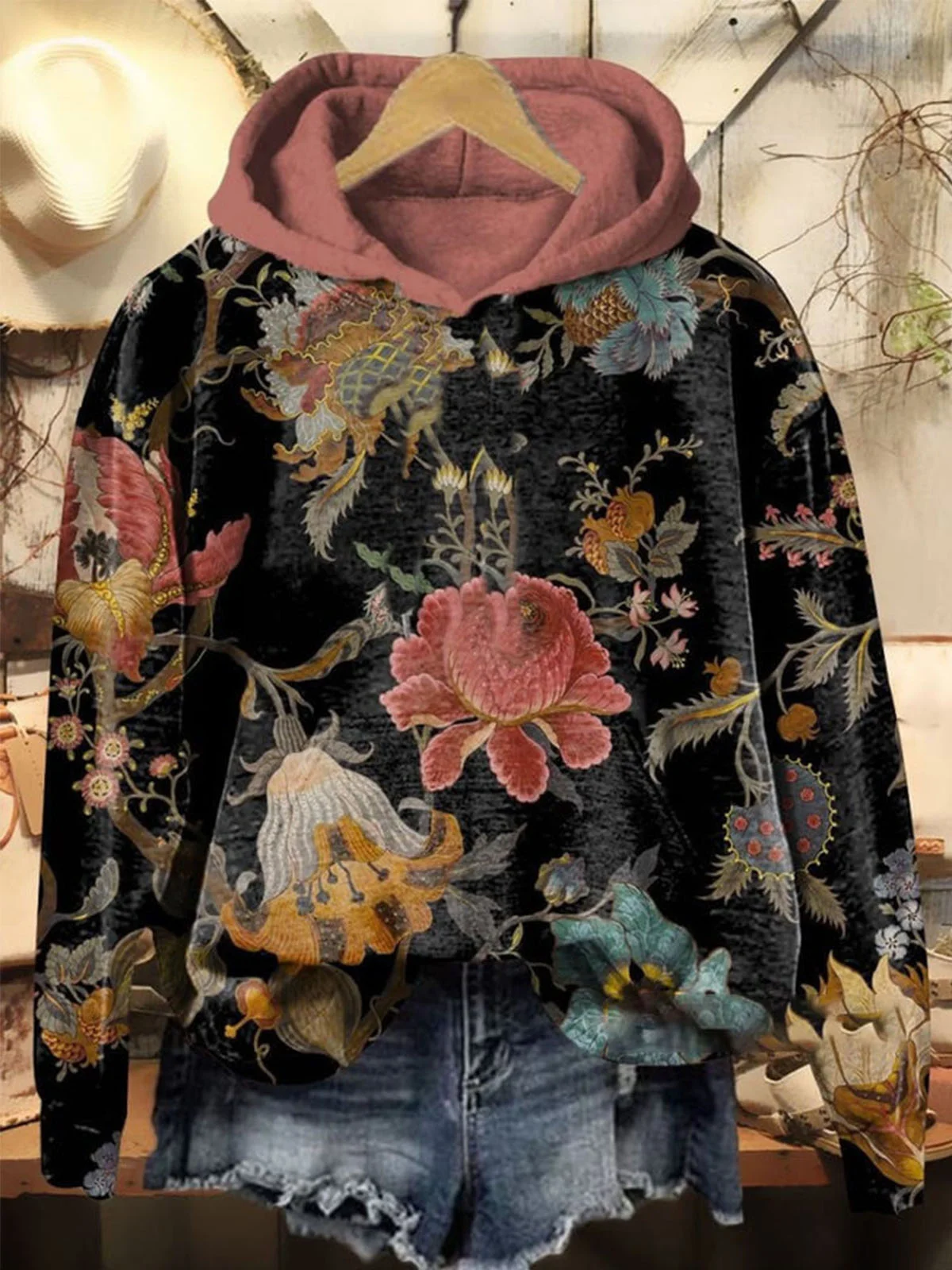 Women's Hoodie Floral Casual Spring/Fall Long Sleeve Sweatshirt