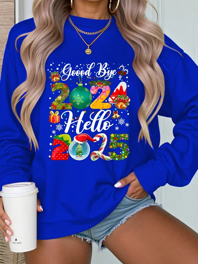 Women's Crew Neck Text Letters Casual Spring/Fall Long Sleeve Sweatshirt