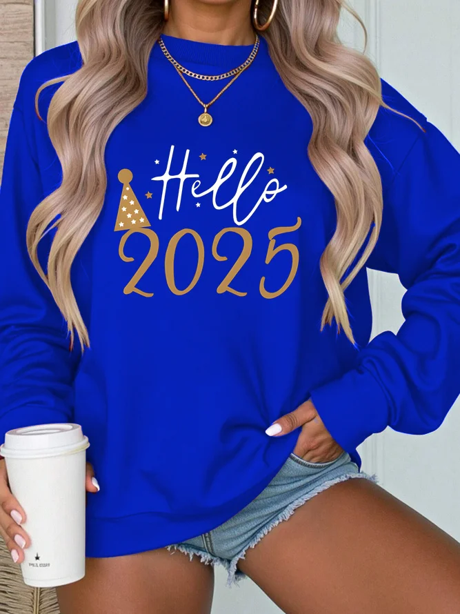 Women's Crew Neck Text Letters Casual Spring/Fall Long Sleeve Sweatshirt