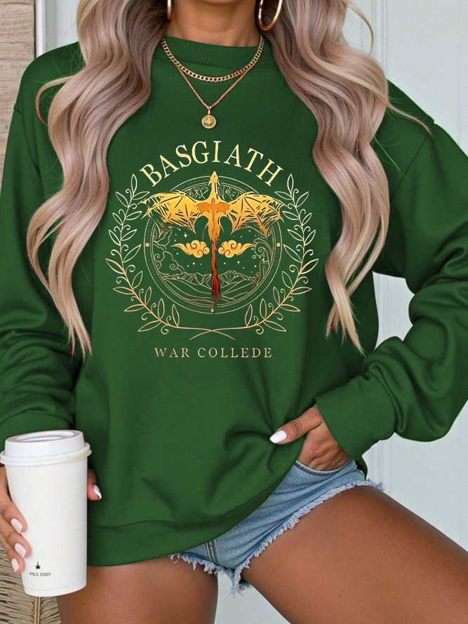 Women's Crew Neck Text Letters Casual Spring/Fall Long Sleeve Sweatshirt