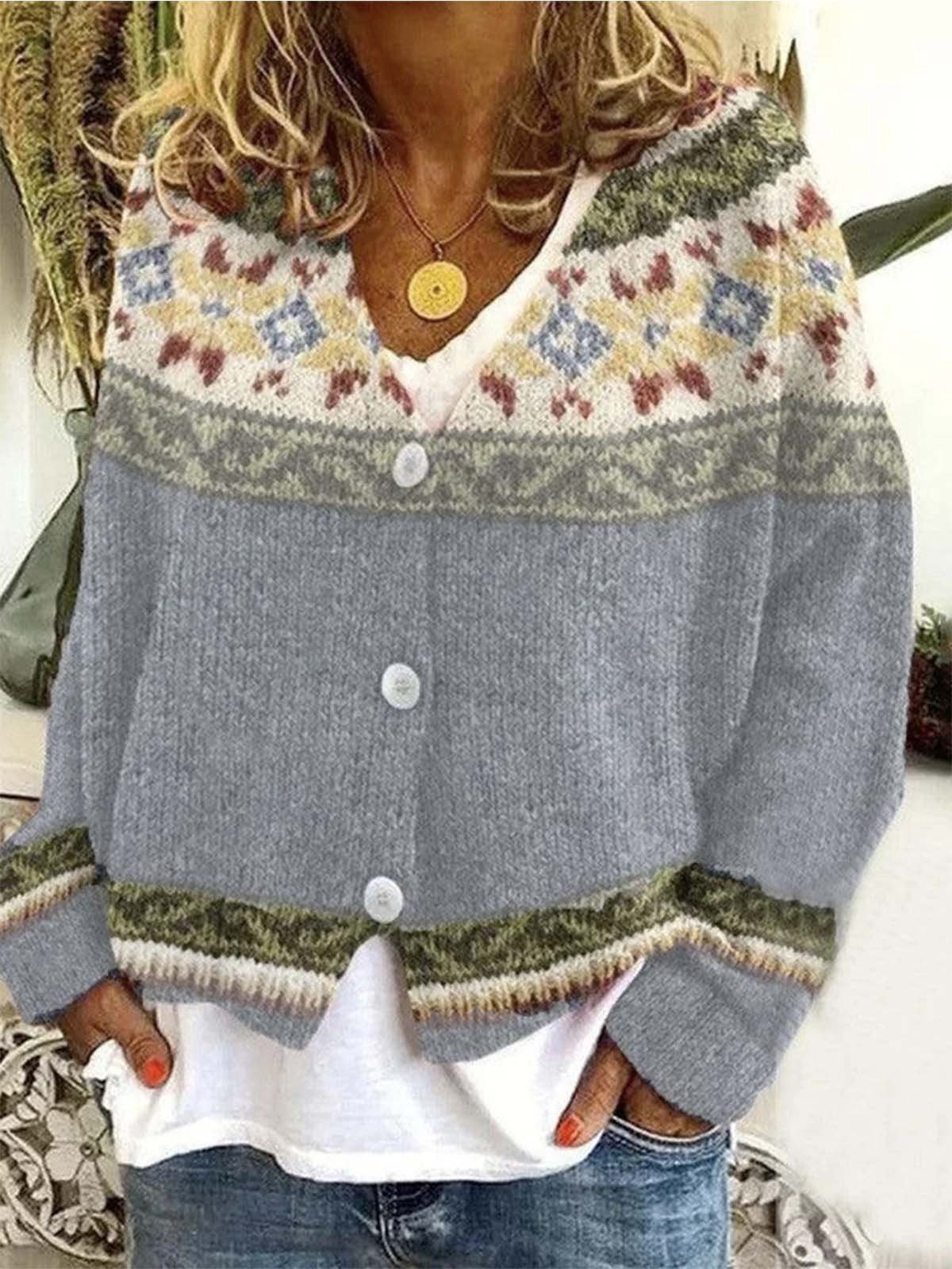 Women's Casual Winter Ethnic Wool/Knitting Cardigan