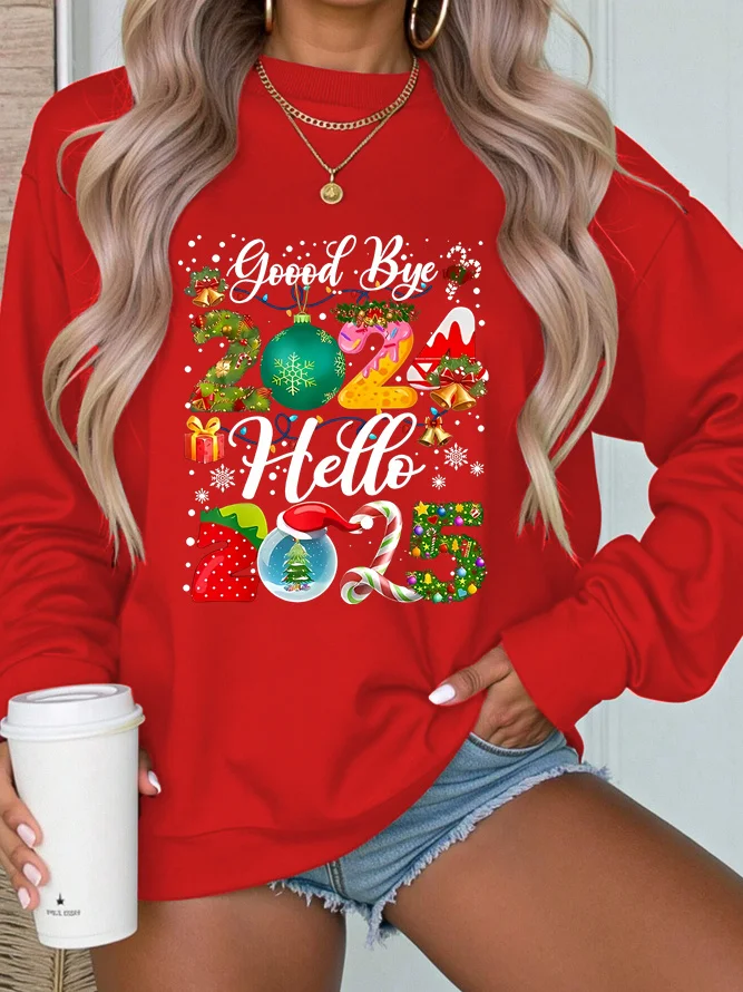 Women's Crew Neck Text Letters Casual Spring/Fall Long Sleeve Sweatshirt