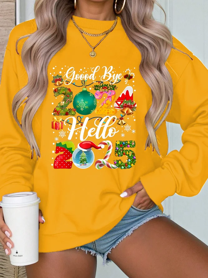 Women's Crew Neck Text Letters Casual Spring/Fall Long Sleeve Sweatshirt