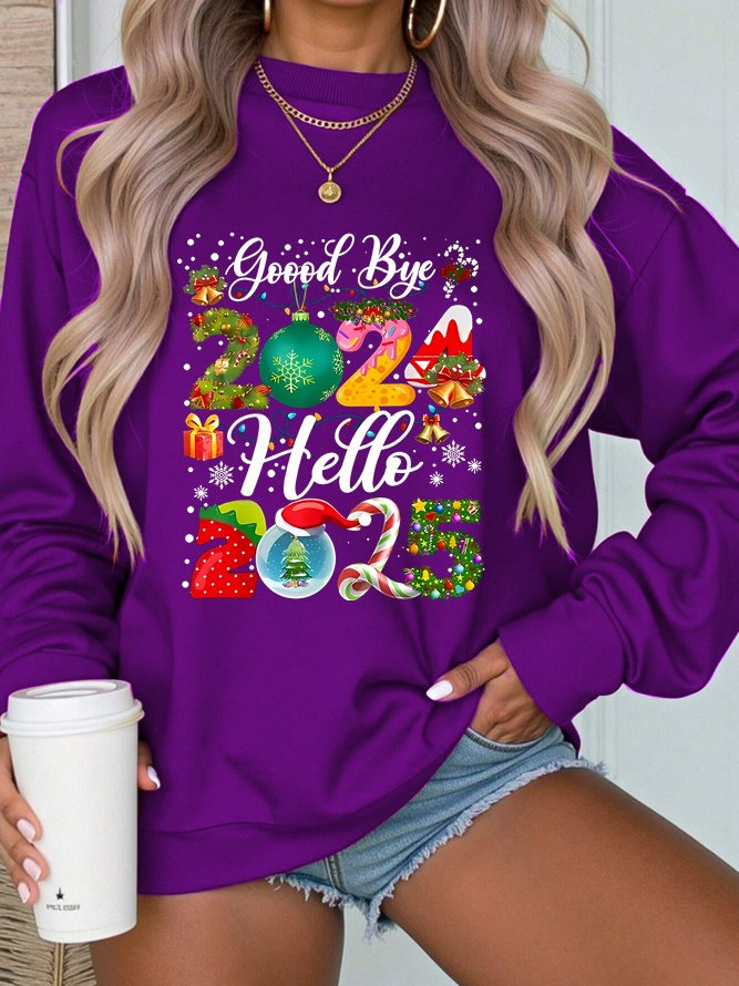 Women's Crew Neck Text Letters Casual Spring/Fall Long Sleeve Sweatshirt