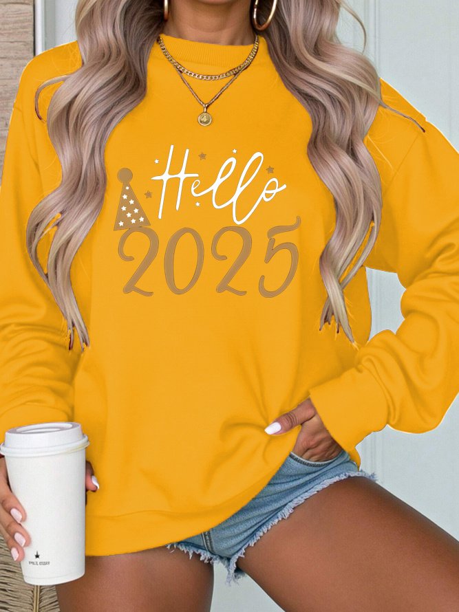 Women's Crew Neck Text Letters Casual Spring/Fall Long Sleeve Sweatshirt