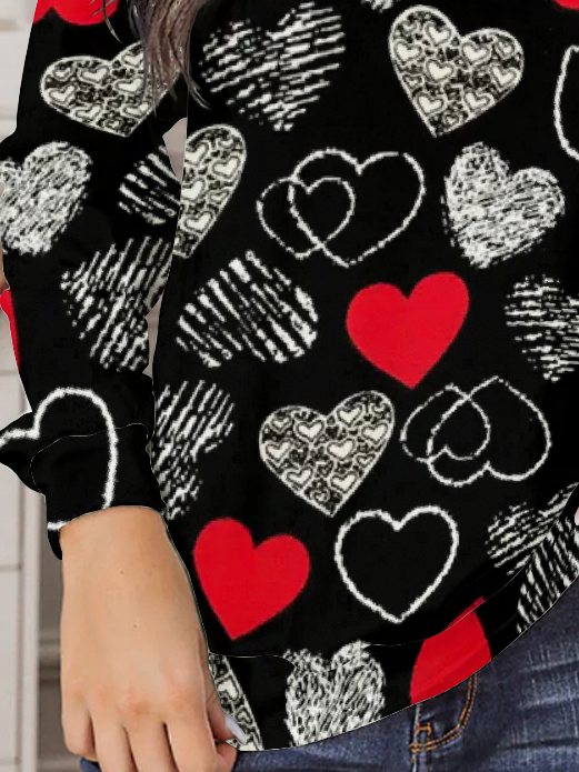 Women's Valentine's Day Love Print Graphic Long Sleeve Crew Neck Sweatshirt