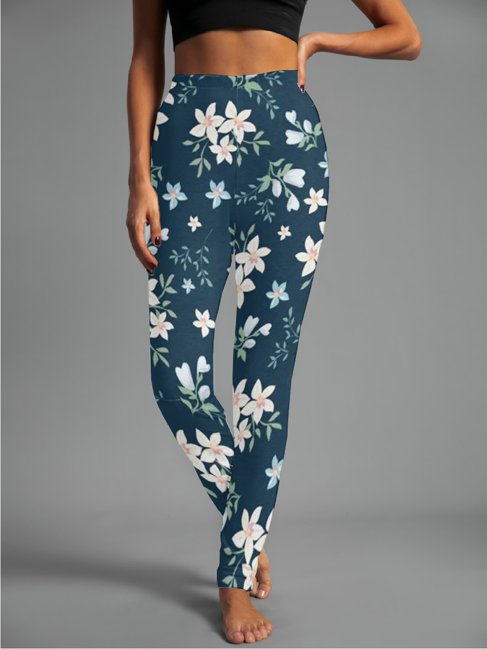 Women's Casual Floral Jersey All Season Long Leggings