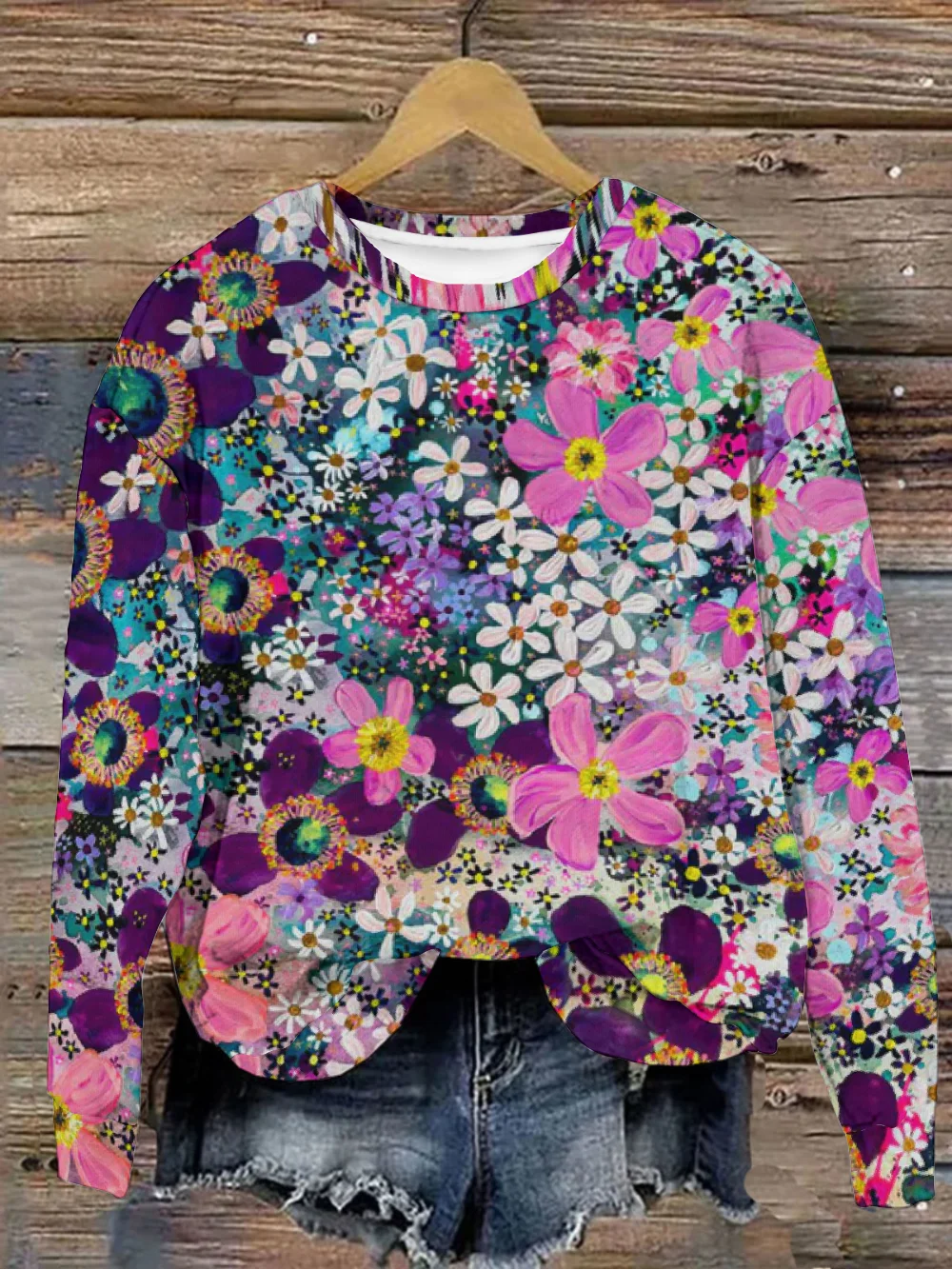 Women's Crew Neck Floral Casual Spring/Fall Long Sleeve Sweatshirt