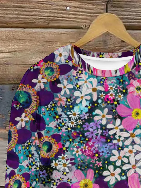 Women's Crew Neck Floral Casual Spring/Fall Long Sleeve Sweatshirt