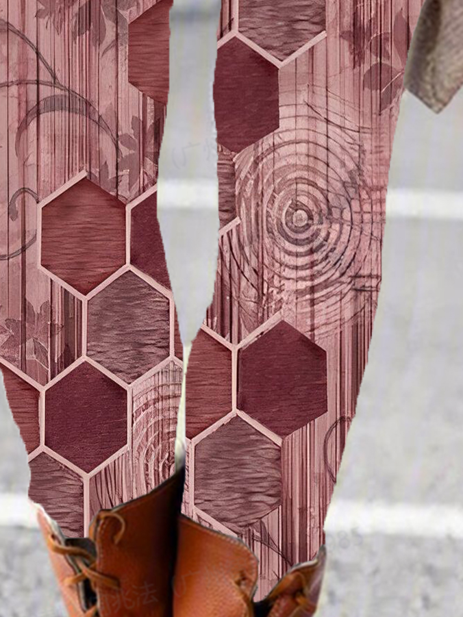 Women's Casual Geometric Jersey All Season Long Leggings