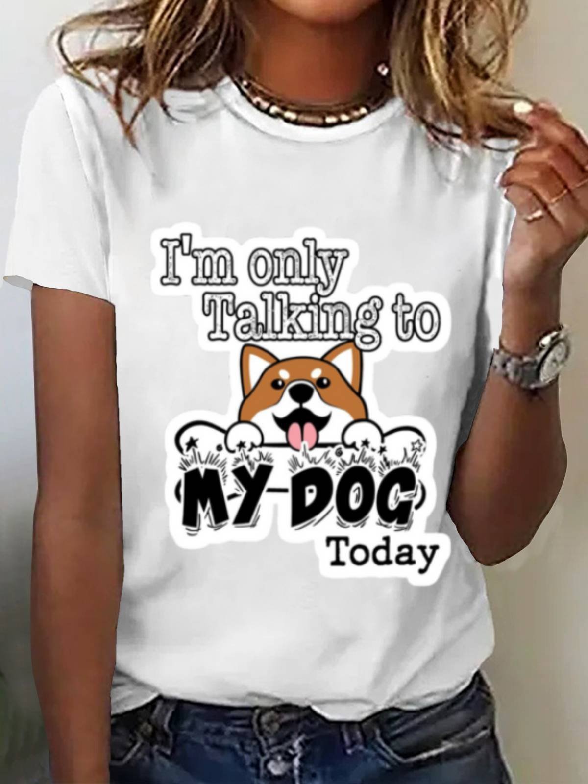 Women's Short Sleeve Tee T-shirt Summer Dog Jersey Crew Neck Holiday Going Out Casual Top