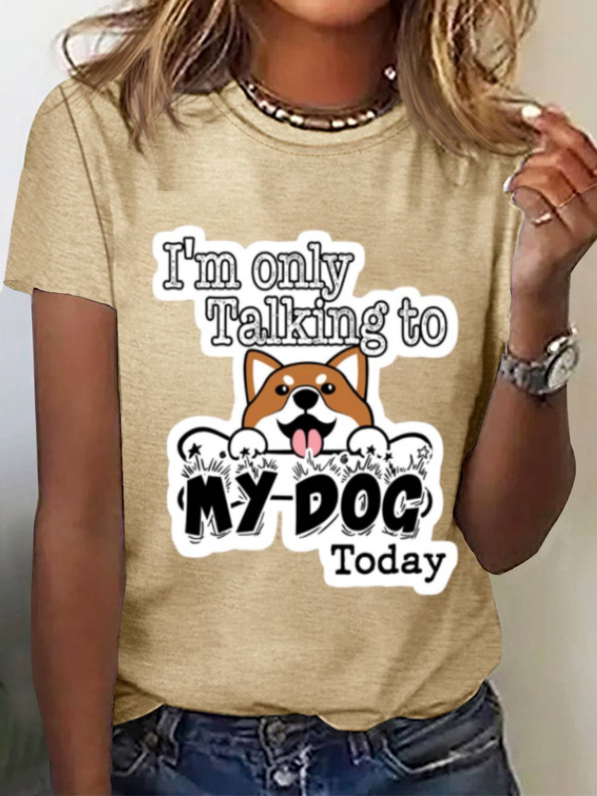 Women's Short Sleeve Tee T-shirt Summer Dog Jersey Crew Neck Holiday Going Out Casual Top